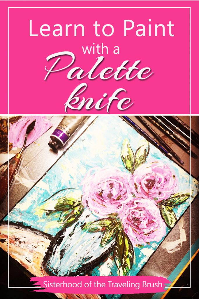how to paint palette knife roses, palette knife tutorial, acrylic painting tutorial