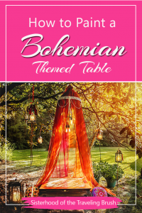 Boho table, floor seating, table furniture, bohemia map, painting contest
