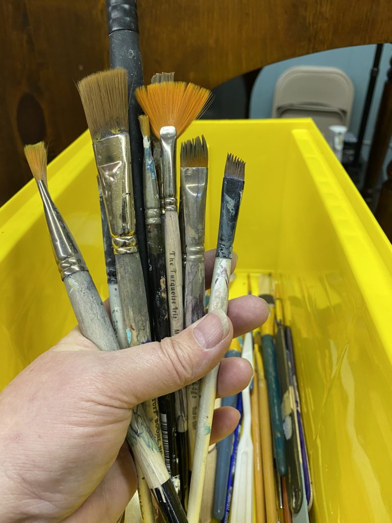 Turquoise iris brushes, dick blick brushes, paint brushes