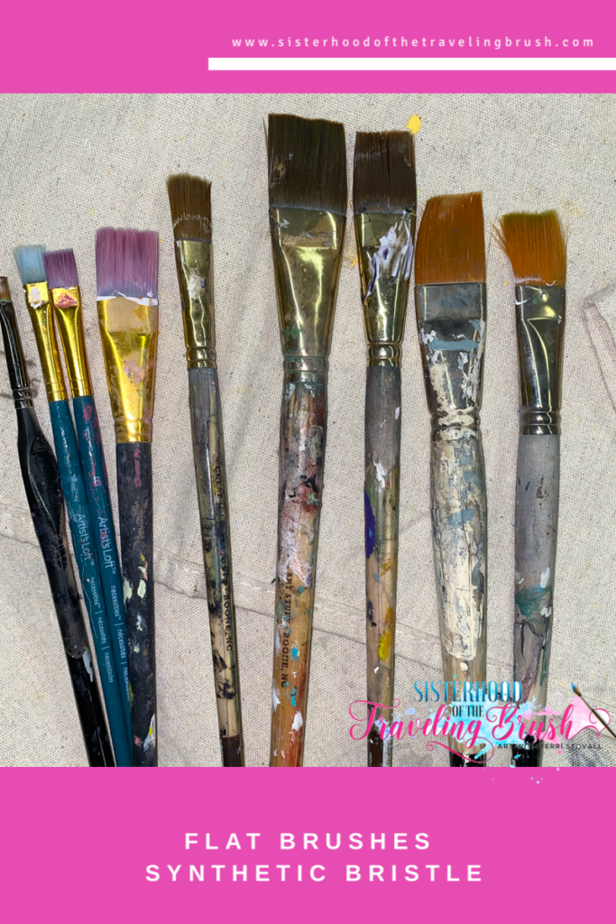 Flat brushes, paint brushes, 1” brushes